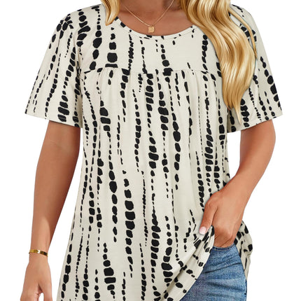 Womens T Shirts Short Sleeve Tops Casual Summer Flowy Scooped Neck Blouses