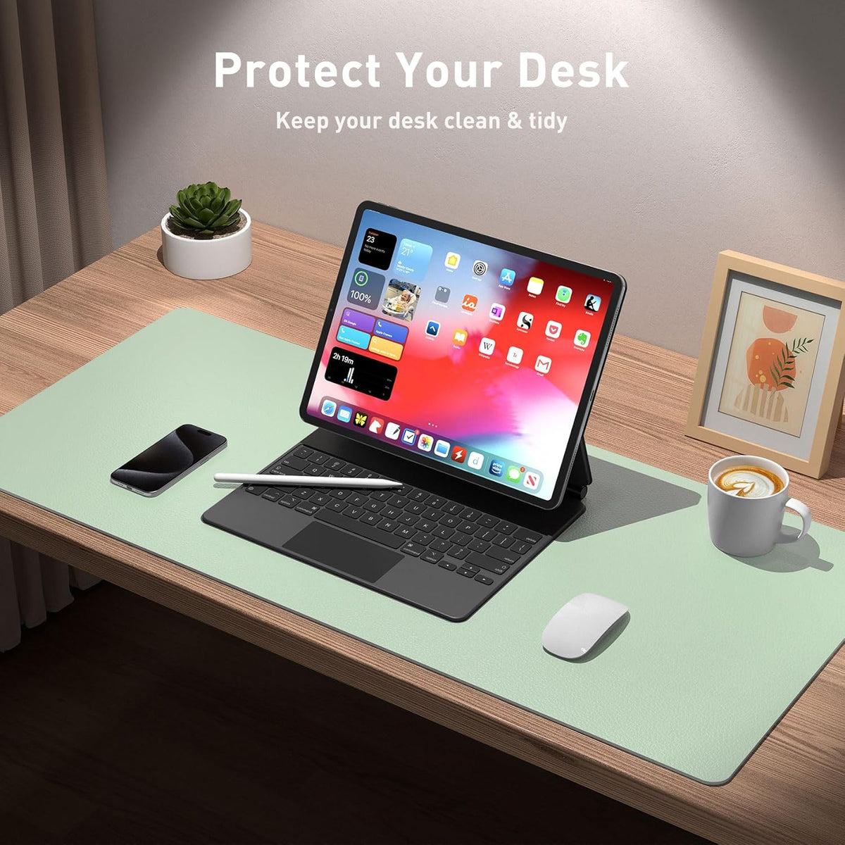 Large PU Leather Desk Pad Protector - Non-Slip Mouse Pad & Writing Mat for Office/Home, Waterproof, Easy - photo 4