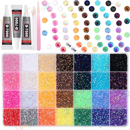 32000Pcs 3MM Colors Flatback Rhinestones for Bedazzling, Jelly Resin Crystal Rhinestones Gems, Colorful Gems Bedazzling for Crafting DIY Face Makeup Crafts Tumblers