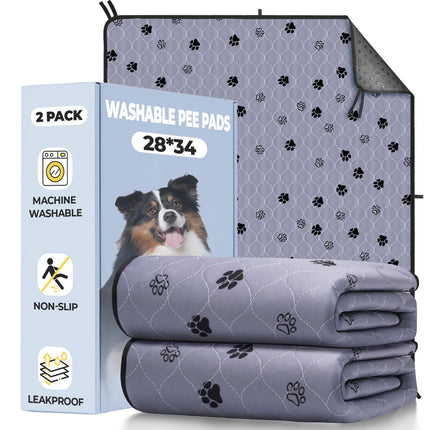 Washable Pee Pads for Dogs, Ultra-Absorbent, 2 Pack 36"x41" Gray
