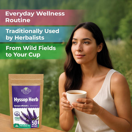 50 Bags Hyssop Dried Herb Hyssop Tea Herbal (Hyssópus Officinális) - 50 Count 1.5 g Tea Bag Herb Hyssops Hissop Hysopp Hisopo