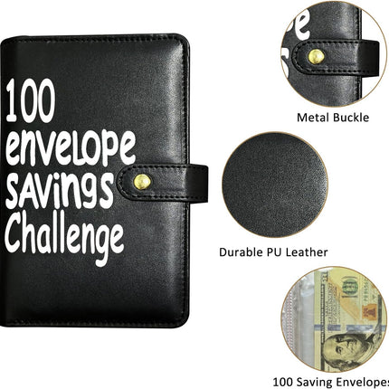 Money Saving Challenge Binder 100 Envelopes Black Budget