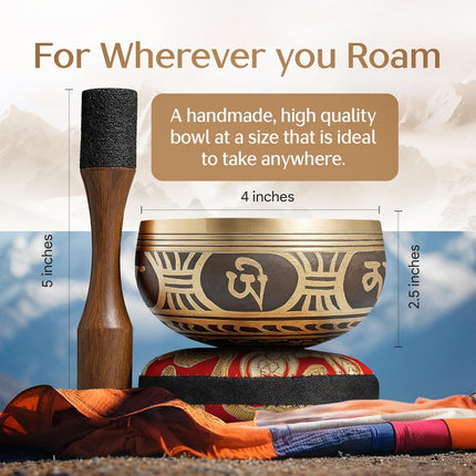 Silent Mind Tibetan Singing Bowl Set – Easy to Play & Beginner Friendly Meditation Bowl with Cushion & Mallet | Stress Relief & Mindfulness | Gift-Ready