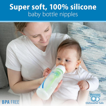 Dr. Brown's Natural Flow Anti-Colic Options+ Narrow Baby Bottle, 2 oz/60 mL, with Preemie Flow Nipple, 0m+, 4 Pack