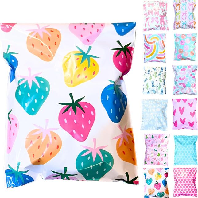 14.5x19 Colorful and Stylish 50 Pack Poly Mailer Bags with Unique Designs