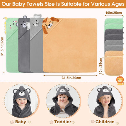 12 PCS Baby Bath Towels Set, Baby Towels for Newborn Bath Essentials