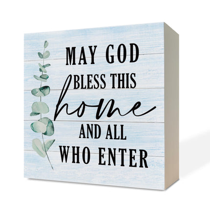 Christian Wood Signs, Bible Verse Philippians 4:13 - I Can Do All Things Through Christ Who Strengthens Me, Box Sign Decor Tabletop, Inspirational Home Desk Decor, Motivational Gift for Friends Family