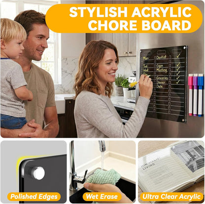 Acrylic Magnetic Dry Erase Board for Fridge - 12"x10"Magnetic - photo 5
