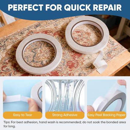 TEAWOO 2 Rolls Double Sided Fabric Tape, 98 FT Hem Tape No Sewing No Iron, Quick Clothing Repairs, Clothing Tape for Fabric Bonding & DIY Crafts