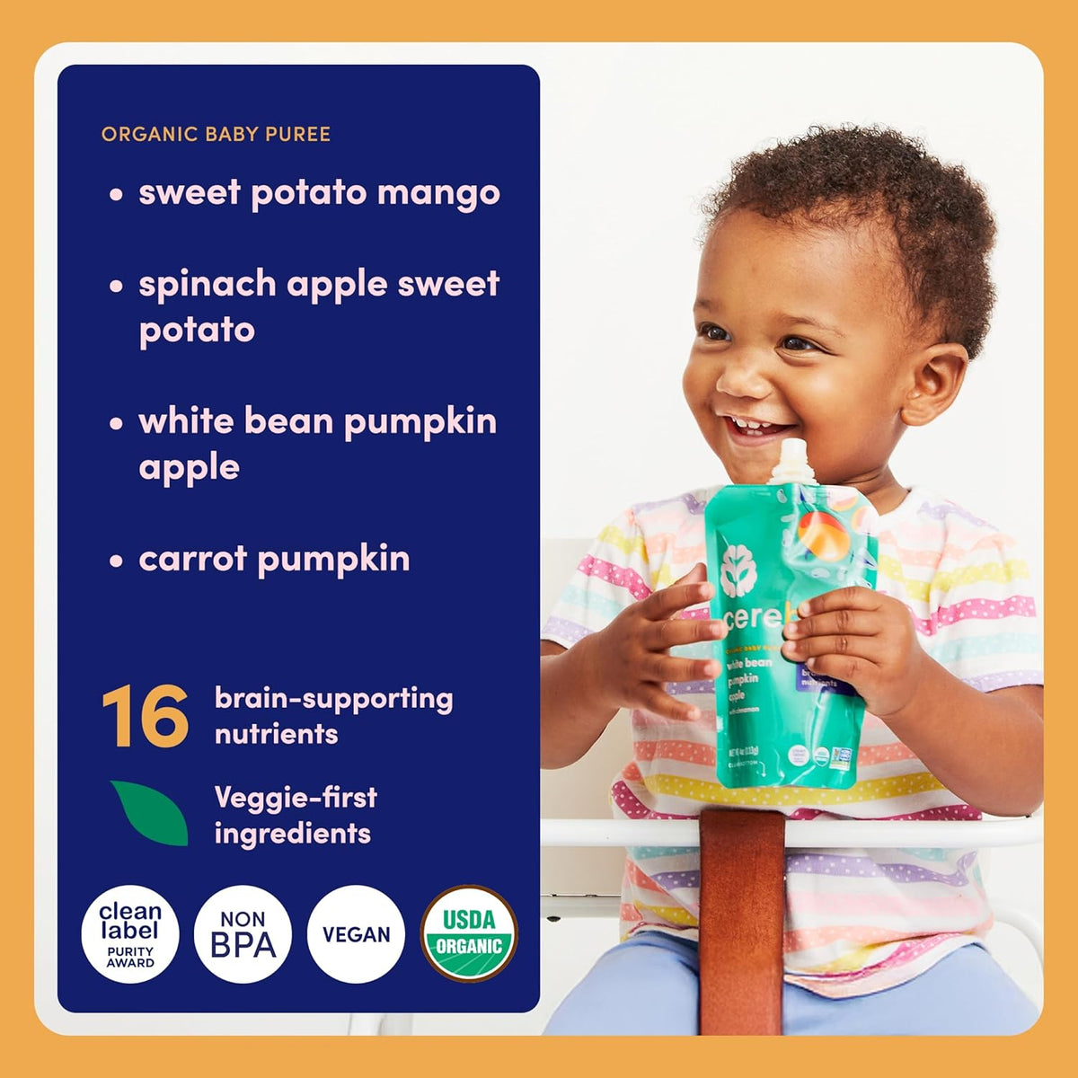 Organic Baby Food Pouches Variety Pack, Veggie & Fruit Purees, 4 oz, 8 Pack - photo 4