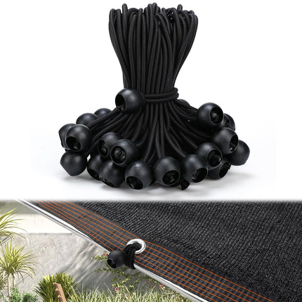 30pcs 6in Heavy-Duty Bungee Cords with Balls for Tarp Shade Cloth