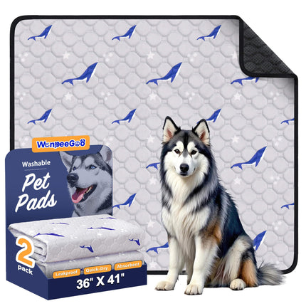 Washable Dog Pee Pads, Non-Slip Waterproof, 36 x 41 in, 2 Pack, Feather