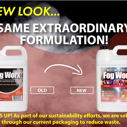 FogWorx Fog Juice - 1 Gallon of Organic Fog Fluid (128 oz) - Medium Density, High Output, Long Lasting Fog Machine Fluid for 400 Watt to 1500 Watt Machines