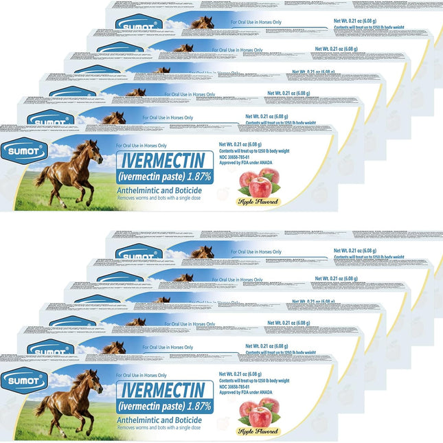 SourcetoHome 12 Pack Ivermectin Horse Paste 1.87% – Apple Flavored Oral Dewormer for Horses - General - front view