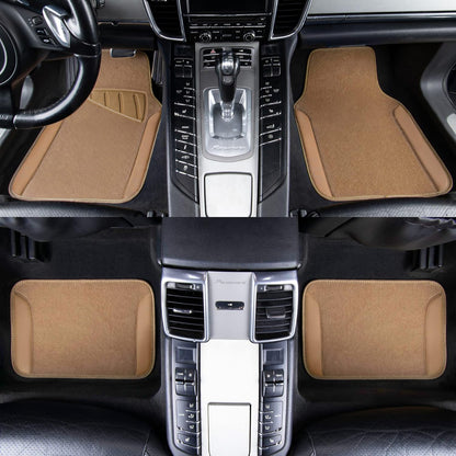 Beige Leather & Waterproof Car Carpet Floor Mats - photo 3