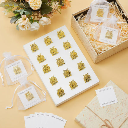 Sureio 30 Set Choir Lapel Pins Bulk 2026 Graduation Souvenir Gifts Gold School Award Badges 1 Inch with Card, Organza Bag for Student Teacher Congrat Grad Party
