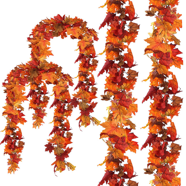 Paquete de 4 guirnaldas de hojas de otoño, total 23.6 Ft, enredaderas de hojas de arce artificiales de otoño, decoración de Acción de Gracias para hogar, chimenea y fiesta