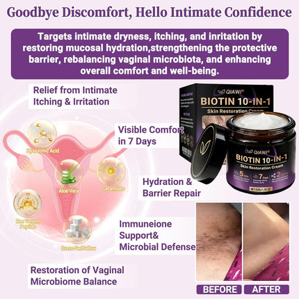 Qiawi Biotin 10 In 1 Skin Restoration Cream, Biotin 10 In 1 Cream for Skin Moisturizing, Smooth Skin and Moisturize (1PC)