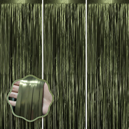 Gold Foil Fringe Backdrop Curtains, 3.3x8.2ft, 3 Pack