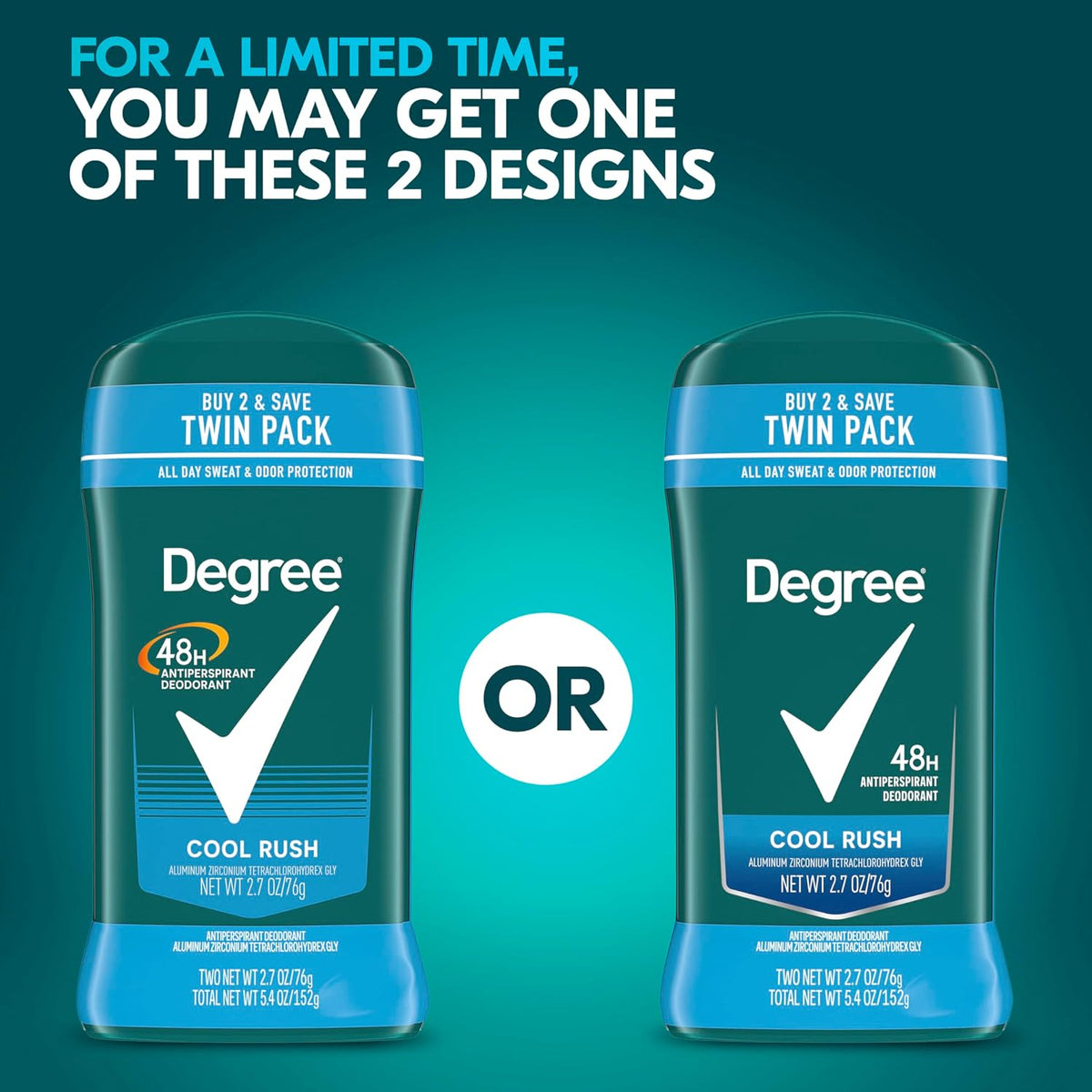 Men Original Antiperspirant Deodorant Cool Rush Twin Pack 48-Hour Sweat & Odor Protection Antiperspirant - photo 3