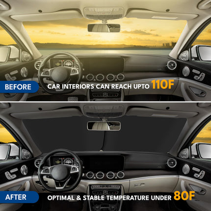 2 Piece Foldable Car Windshield Sun Shade, UV & Heat Protection - photo 8