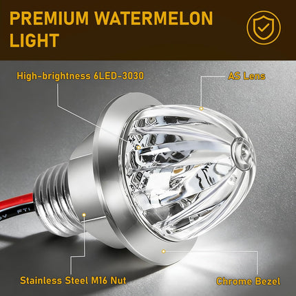 10PCS Mini Watermelon Lights, 3/4 Inch Dual Revolution Amber Turn Signal Marker to Blue Auxiliary LED Watermelon Light, IP65 Waterproof Side Clearance Tail Griller Lights, for 12V Trailers Trucks RV