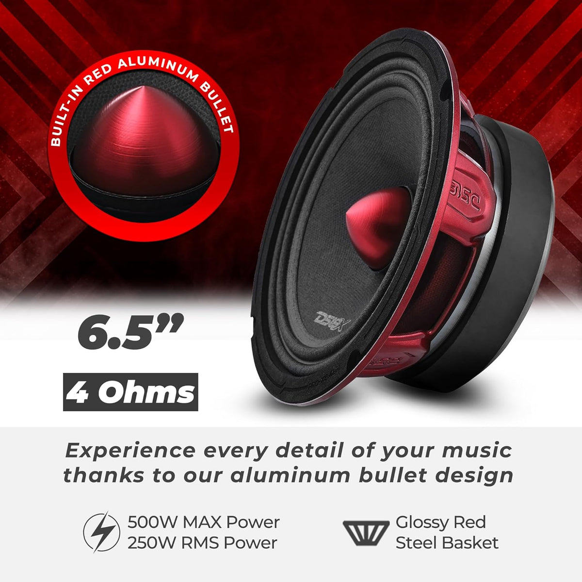 6.5-Inch Midrange Loudspeaker with Red Bullet, 4 Ohm - photo 2