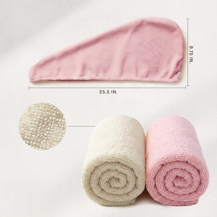 Microfiber Hair Towel Wrap Turban (Pink and Beige)