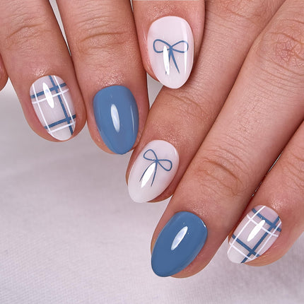 Extra Short Almond Press On Nails, Blush Veil Nude Pink, Soft Gel