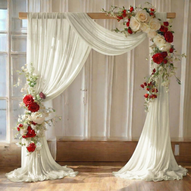 Pack of 2 Wedding Arch Drape Panel (30" Width x 30ft Long) Sheer