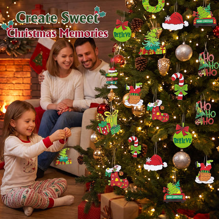 36 Pcs Christmas Ornaments for Tree, Hanging Wooden Christmas Decorations
