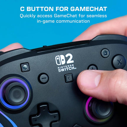 Turtle Beach Afterglow Wave Wireless RGB Gaming Controller - Officially Licensed for Nintendo Switch 2, Nintendo Switch/Switch Lite/OLED - TMR Thumbsticks, Customizable Lighting - Black