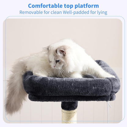 Smoky Gray Indoor Cat Tree with Toy, Plush Perch, Hammock and Sisal Scratching Posts - photo 2