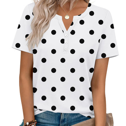 Blusas de verano para mujer con cuello V y manga corta, elegantes y casuales