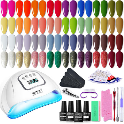 Gel Nail Polish Kit with U V Light 32 Colors Gel Polish Nail + 4 Functional Adhesive Bottles Kit Soak - photo 17