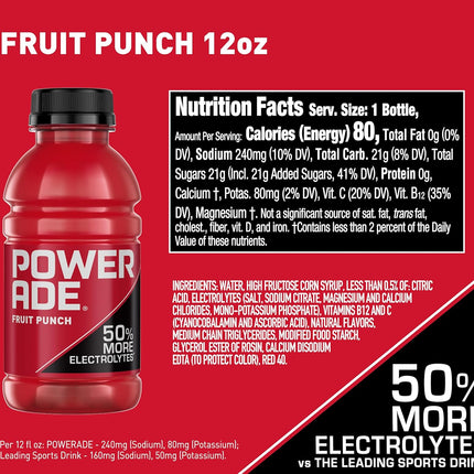 POWERADE Sports Drink Fruit Punch, 12 Ounce (Pack of 8)