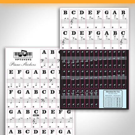 Piano Note Stickers for 37-49-54-61-76-88 Keys, Piano Keyboard Stickers for Learning, Removable Waterproof for Black & White Keys – No Fading, Strong Adhesive, Leaves No Residue(Staff Paper)