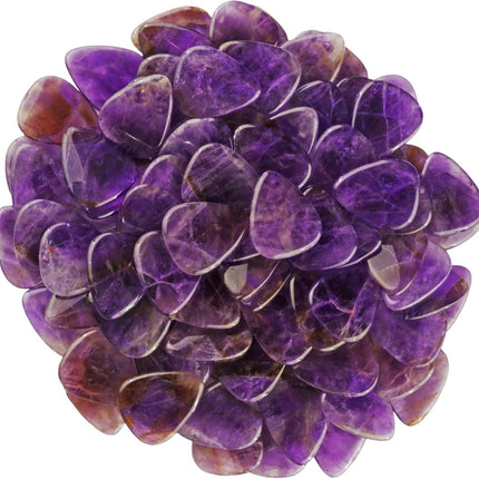 Amethyst Stone Guitar Or Bass Pick - 3.0 mm Ultra Heavy Gauge - 351 Shape - Specialty Handmade Gemstone Exotic Plectrum - 3 Pack