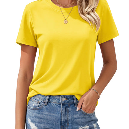 Women's T Shirts Cotton Short Sleeve Shirts Crew-Neck Summer Tops Classic-Fit Tees Breathable Casual Clothes