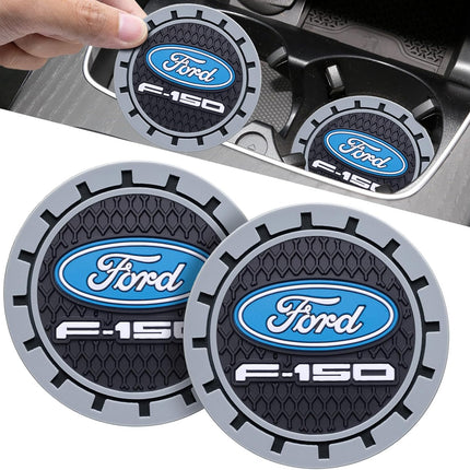 Car Cup Coaster, 2PCS Universal Non-Slip Cup Holders, Compatible with Ford F150 Series Car Cup Holder Coasters，Car Drink Coaster Holder Accessory, Black