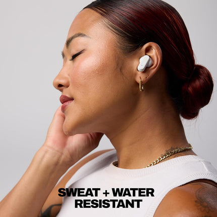 Skullcandy Dime Evo Wireless Earbuds, Bluetooth Headphones, Noise Isolating Fit, Up to 36 Hours Battery, Microphone for iPhone Android, Easy Carry with Clip-Anywhere Case - Bone