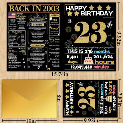 Joycard 23rd Birthday Card with Envelope, 23rd Birthday Decorations for Her Him, 23rd Birthday Gifts for Daughter Son, Happy Birthday Cards for 23 Year Old Grandson Granddaughter, Back in 2003