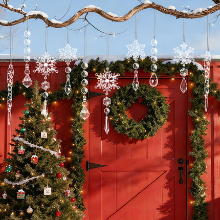 30-Piece Clear Acrylic Snowflake & Icicle Christmas Tree Ornaments