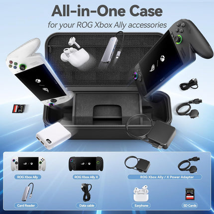 Hard Shell Carrying Case for ASUS ROG Xbox Ally / X (2025), Protective Travel Bag Fit ROG Game Console and Adapter with Screen Protector & Thumbstick Cap, Storage Pouch for Xbox Ally X Accessories