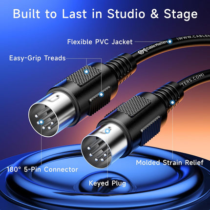 Cable Matters 2-Pack 5 Pin DIN MIDI Cable, 5 Pin MIDI Cable - 3 Feet