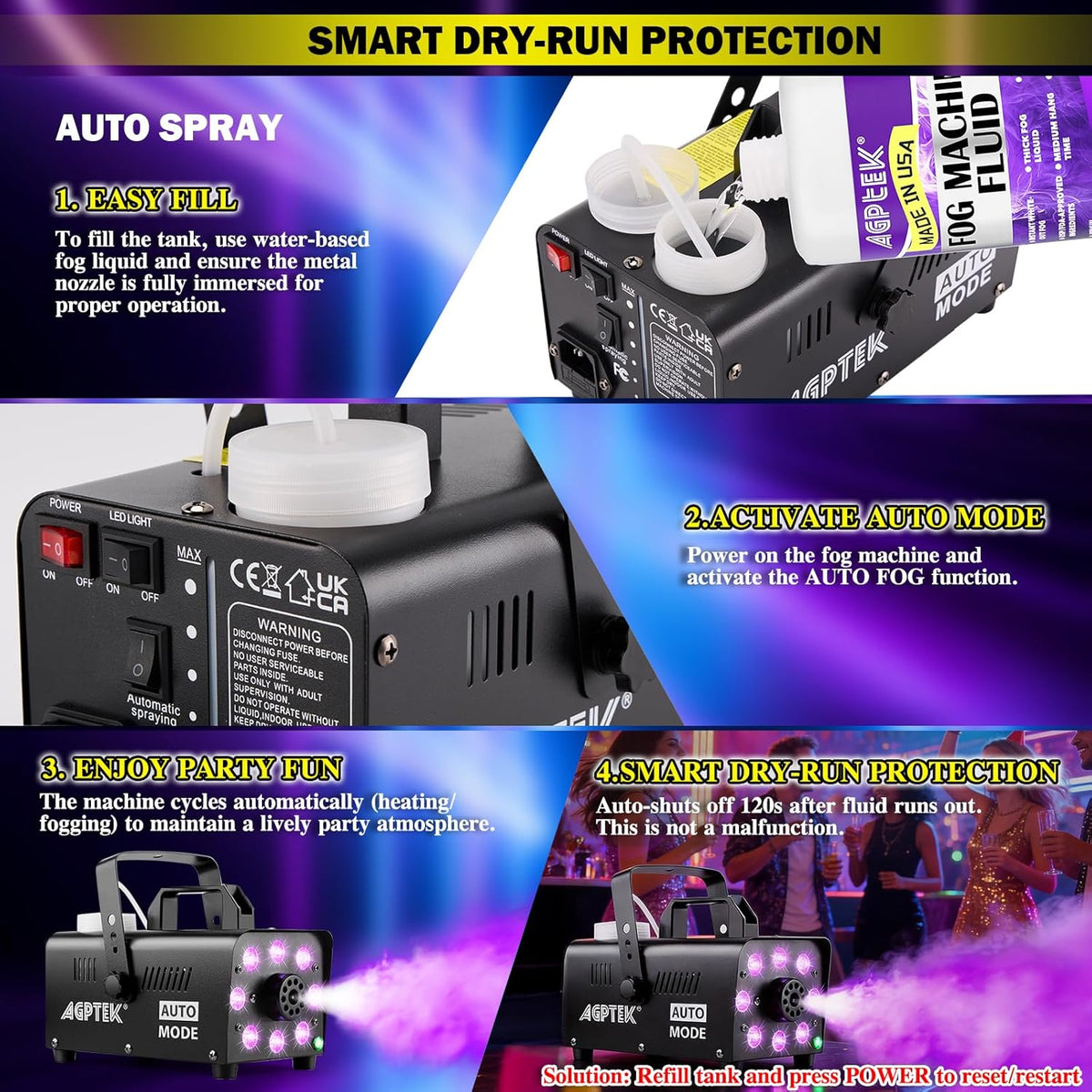 600W Fog Machine with 12-Color LED Lights and Wireless Remote - photo 4