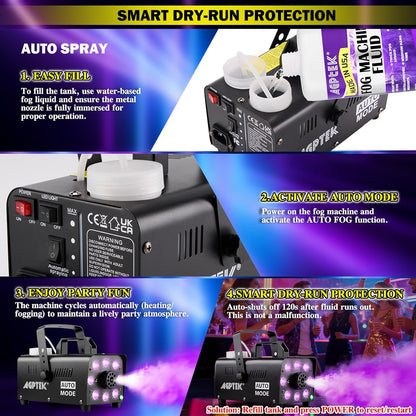 600W Fog Machine with 12-Color LED Lights and Wireless Remote - photo 4