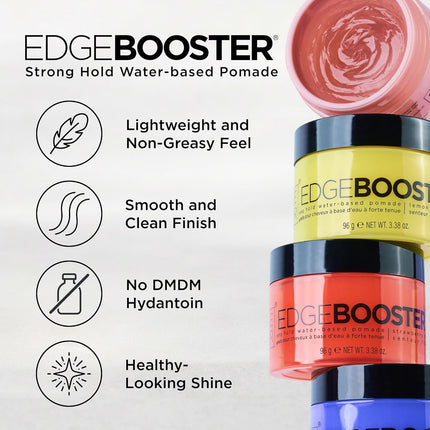 Style Factor EDGE BOOSTER Strong Hold Water-Based Pomade | Formulated with Argan Oil for Moisture & High Shine | Long Lasting Edge Control Gel | Cherry, 3.38 oz
