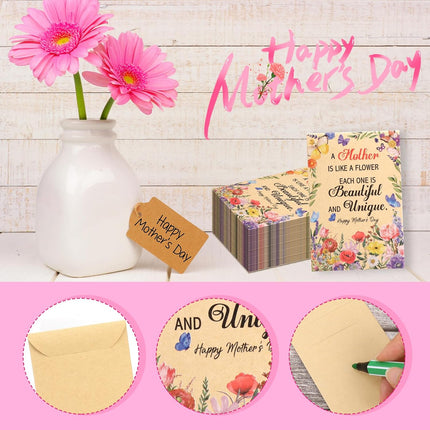 HOWAF 20pcs Mothers Day Seed Packet Favors, Mother’s Day Wildflower Envelopes, A Mother is Like a Flower Kraft Envelope Rustic Small Flower Seeds Storage Packets for Garden Favors, NO SEED