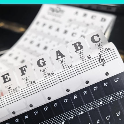 Piano Note Stickers for 37-49-54-61-76-88 Keys, Piano Keyboard Stickers for Learning, Removable Waterproof for Black & White Keys – No Fading, Strong Adhesive, Leaves No Residue(Staff Paper)